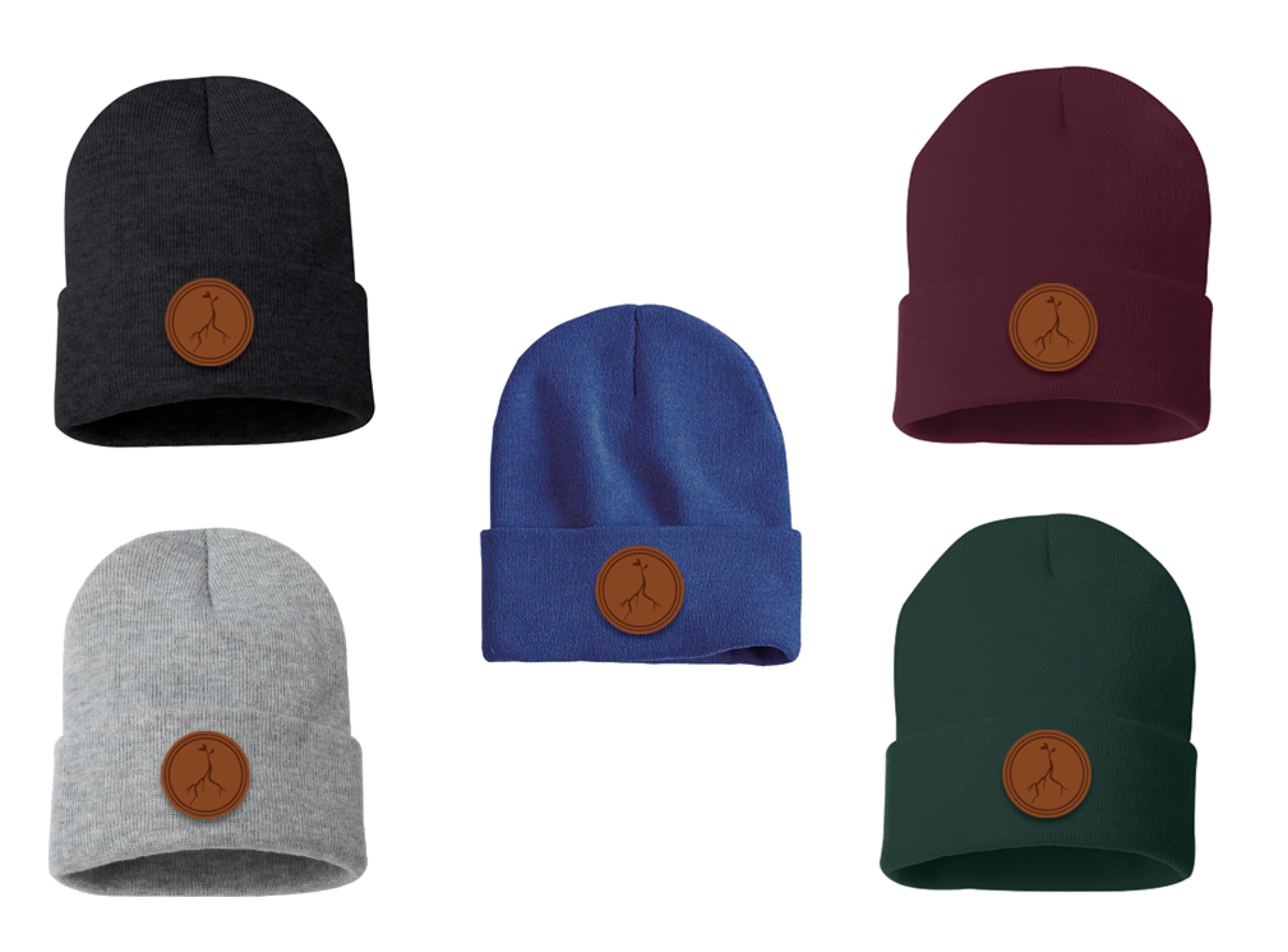 Leather Patched Beanies