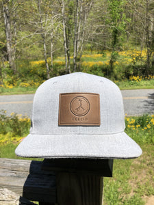 grey horween leather patched hat flat bill